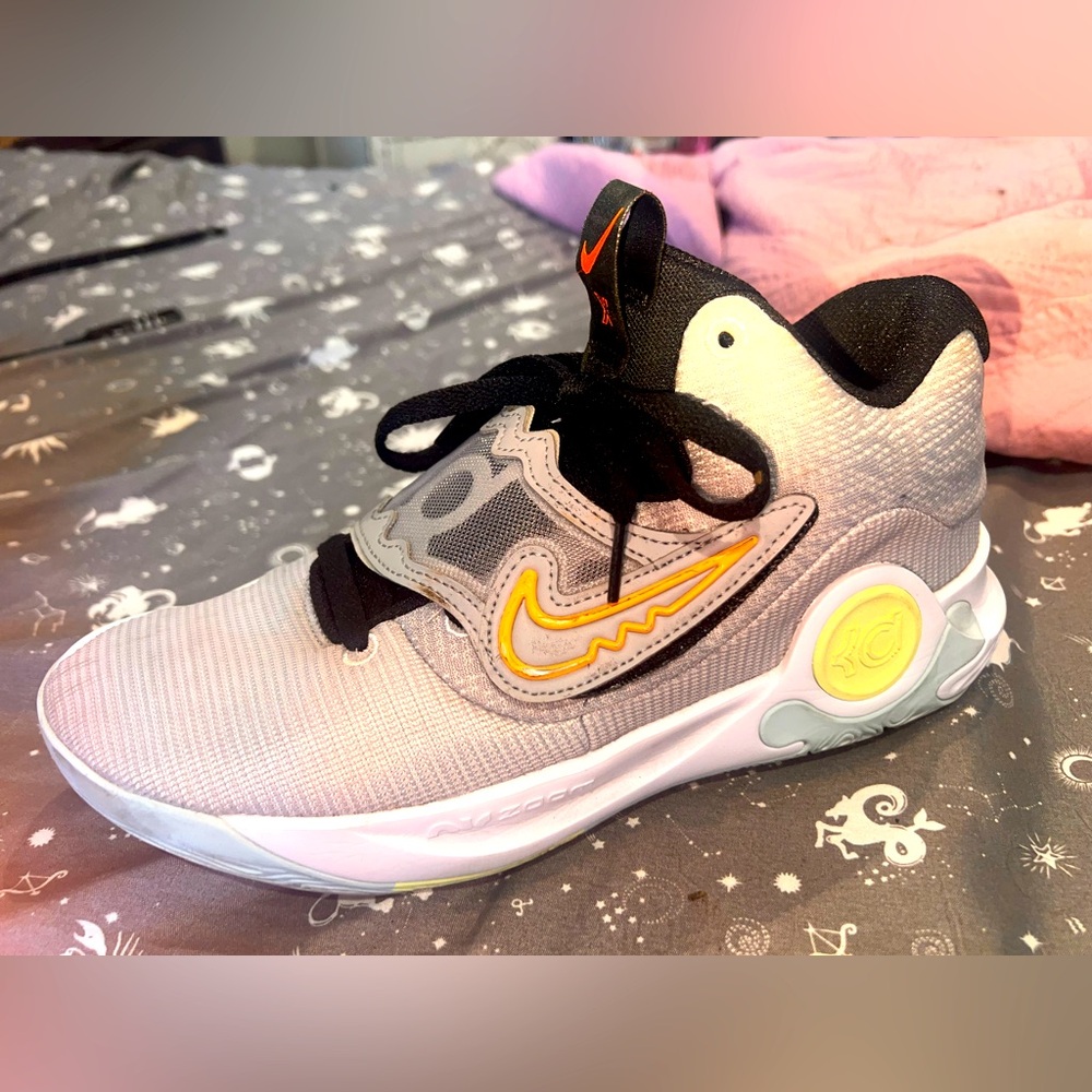 Nike mens KD Basketball Sneakers grey with Orange Accents